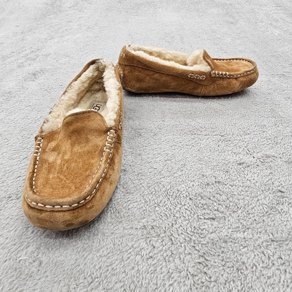 UGG Ansley Slipper womens size 7 chestnut suede leather wool rubber sole 3312